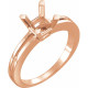 Solitaire Ring Mounting in 10 Karat Rose Gold for Square Stone..