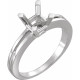 Solitaire Ring Mounting in 10 Karat White Gold for Square Stone..