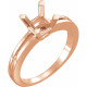 Solitaire Ring Mounting in 14 Karat Rose Gold for Square Stone..