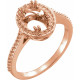 Halo Style Ring Mounting in 14 Karat Rose Gold for Oval Stone...