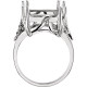 Solitaire Ring Mounting in 18 Karat White Gold for Emerald cut Stone..