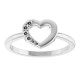 Family Heart Ring Mounting in 18 Karat White Gold for Round Stone.