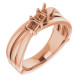 Family Ring Mounting in 18 Karat Rose Gold for Square Stone..