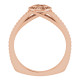 Bezel Set Halo Style Engagement Ring Mounting in 14 Karat Rose Gold for Round Stone.