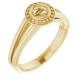 Bezel Set Halo Style Engagement Ring Mounting in 14 Karat Yellow Gold for Round Stone.