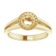 Bezel Set Halo Style Engagement Ring Mounting in 14 Karat Yellow Gold for Round Stone.