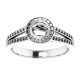 Bezel Set Halo Style Engagement Ring Mounting in Sterling Silver for Round Stone.