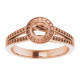 Bezel Set Halo Style Engagement Ring Mounting in 10 Karat Rose Gold for Round Stone..