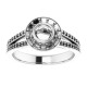 Bezel Set Halo Style Engagement Ring Mounting in 14 Karat White Gold for Round Stone.