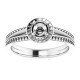 Halo Style Engagement Ring Mounting in 14 Karat White Gold for Round Stone.