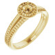 Halo Style Engagement Ring Mounting in 14 Karat Yellow Gold for Round Stone.