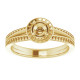 Halo Style Engagement Ring Mounting in 18 Karat Yellow Gold for Round Stone..