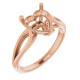 Solitaire Ring Mounting in 14 Karat Rose Gold for Heart shape Stone.