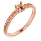 Accented Engagement Ring Mounting in 14 Karat Rose Gold for Round Stone..