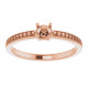 Accented Engagement Ring Mounting in 14 Karat Rose Gold for Round Stone..
