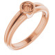 Bezel Set Solitaire Engagement Ring Mounting in 14 Karat Rose Gold for Round Stone.