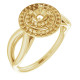 Double Halo Style Ring Mounting in 18 Karat Yellow Gold for Round Stone.