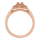 Double Halo Style Ring Mounting in 14 Karat Rose Gold for Round Stone.