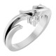 Family Bypass Ring Mounting in 18 Karat White Gold for Round Stone, 5.12 grams