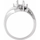 Accented Bypass Ring Mounting in 10 Karat White Gold for Oval Stone, 3.77 grams