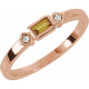 Family Stackable Ring Mounting in 18 Karat Rose Gold for Straight baguette Stone, 2.5 grams