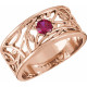 Family Floral Ring Mounting in 18 Karat Rose Gold for Round Stone, 8.08 grams