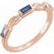 Family Stackable Ring Mounting in 18 Karat Rose Gold for Straight baguette Stone, 2.2 grams