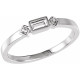 Family Stackable Ring Mounting in 18 Karat White Gold for Straight baguette Stone, 2.38 grams