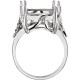 Solitaire Ring Mounting in 10 Karat White Gold for Emerald cut Stone, 2.15 grams