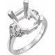 Solitaire Ring Mounting in 10 Karat White Gold for Emerald cut Stone, 2.95 grams