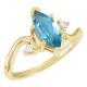 Accented Bypass Ring Mounting in 18 Karat Yellow Gold for Marquise Stone, 2.96 grams