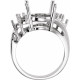 Accented Ring Mounting in 10 Karat White Gold for Oval Stone, 3.51 grams