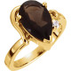 Accented Ring Mounting in 10 Karat Yellow Gold for Pear shape Stone, 2.82 grams