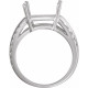 Solitaire Ring Mounting in 10 Karat White Gold for Emerald cut Stone, 3.14 grams