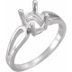 Solitaire Ring Mounting in 10 Karat White Gold for Oval Stone, 3.18 grams