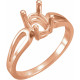 Solitaire Ring Mounting in 14 Karat Rose Gold for Oval Stone, 2.34 grams