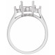 Accented Ring Mounting in 18 Karat White Gold for Oval Stone, 2.92 grams