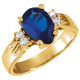 Accented Ring Mounting in 10 Karat Yellow Gold for Pear shape Stone, 3.05 grams