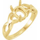 Solitaire Ring Mounting in 18 Karat Yellow Gold for Oval Stone, 3.58 grams