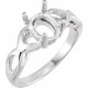 Solitaire Ring Mounting in Platinum for Oval Stone, 7.21 grams