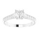 Solitaire Engagement Ring or Band Mounting in 18 Karat White Gold for Round Stone, 3.7 grams