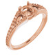 Accented Engagement Ring Mounting in 18 Karat Rose Gold for Round Stone, 3.88 grams