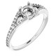 Accented Engagement Ring Mounting in Sterling Silver for Round Stone, 2.59 grams