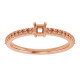 Accented Family Ring Mounting in 10 Karat Rose Gold for Square Stone, 1.9 grams