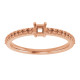 Accented Family Ring Mounting in 18 Karat Rose Gold for Square Stone, 2.59 grams