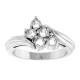 Family Bypass Ring Mounting in 10 Karat White Gold for Round Stone, 3 grams