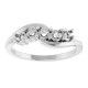 Family Ring Mounting in 18 Karat White Gold for Round Stone, 3.48 grams