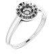 Halo Style Engagement Ring Mounting in Sterling Silver for Round Stone, 2.92 grams