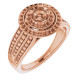Double Halo Style Engagement Ring Mounting in 18 Karat Rose Gold for Round Stone, 7.42 grams