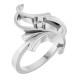 Family Freeform Ring Mounting in 18 Karat White Gold for Round Stone, 5.44 grams